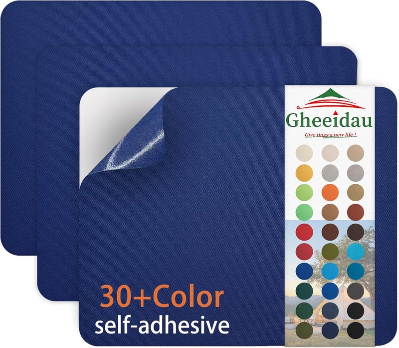 Gheeidau Canvas Repair Patch 9×11 Inch 3Pcs Waterproof Self-Adhesive Fabric Repair Patch for Tents,Boat Cover,Pop Up Canopy,Patio,Bags,Car Seats,Sofas,Furniture Cover(Dark Blue) - Image 1